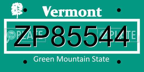 ZP85544 Vermont License Plate