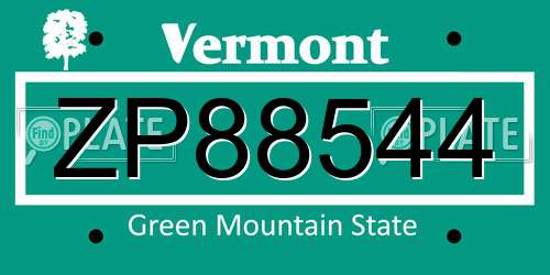 ZP88544 Vermont License Plate