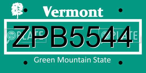 ZPB5544 Vermont License Plate