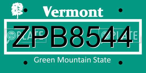 ZPB8544 Vermont License Plate