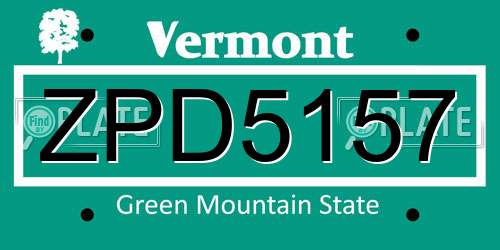 ZPD5157 Vermont License Plate