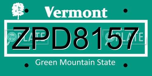 ZPD8157 Vermont License Plate