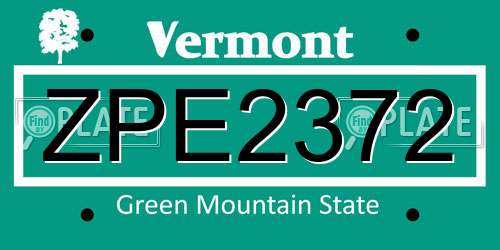 ZPE2372 Vermont License Plate
