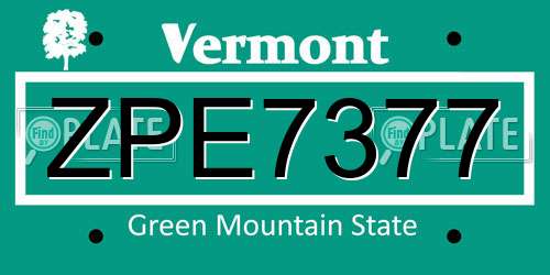 ZPE7377 Vermont License Plate