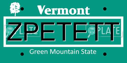 ZPETETT Vermont License Plate