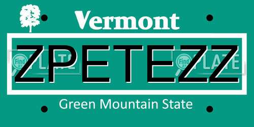 ZPETEZZ Vermont License Plate