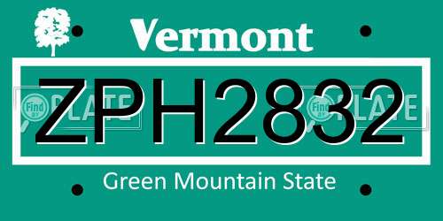 ZPH2832 Vermont License Plate
