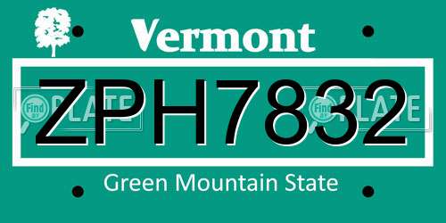 ZPH7832 Vermont License Plate