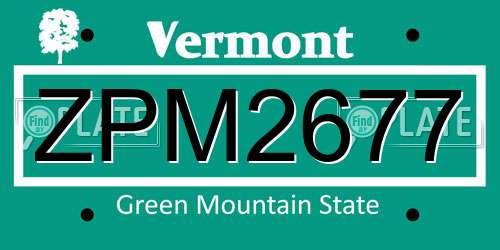 ZPM2677 Vermont License Plate