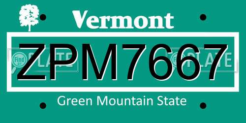 ZPM7667 Vermont License Plate