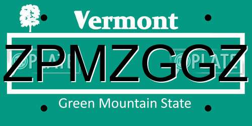 ZPMZGGZ Vermont License Plate