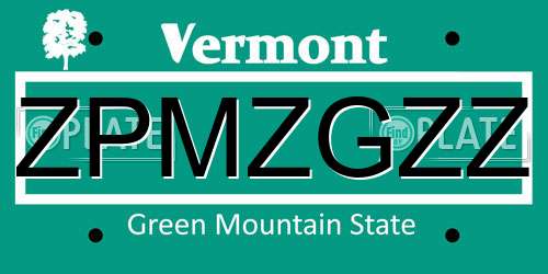 ZPMZGZZ Vermont License Plate