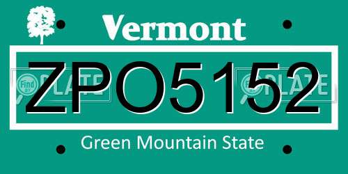 ZPO5152 Vermont License Plate