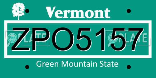 ZPO5157 Vermont License Plate