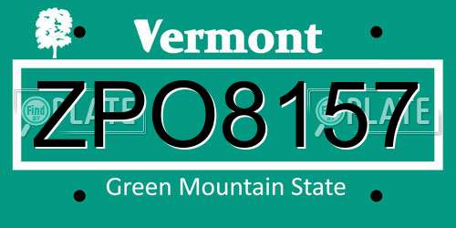 ZPO8157 Vermont License Plate