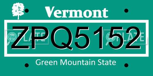 ZPQ5152 Vermont License Plate