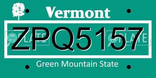 ZPQ5157 Vermont License Plate