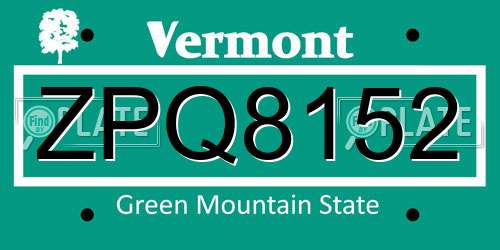 ZPQ8152 Vermont License Plate