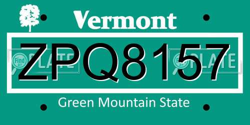 ZPQ8157 Vermont License Plate