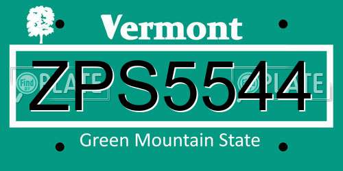 ZPS5544 Vermont License Plate