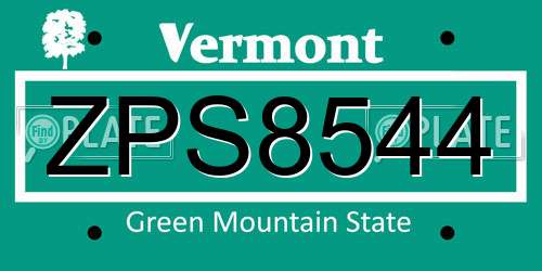 ZPS8544 Vermont License Plate
