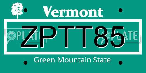 ZPTT85 Vermont License Plate