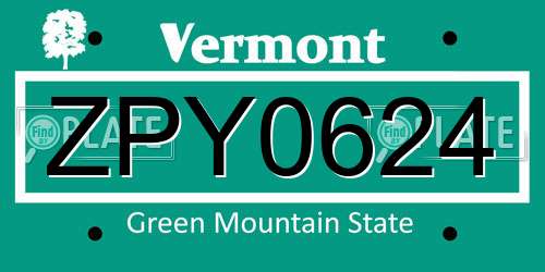 ZPY0624 Vermont License Plate