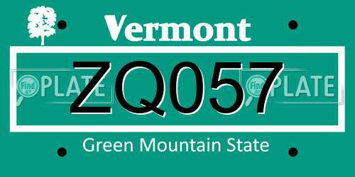 ZQ057 Vermont License Plate