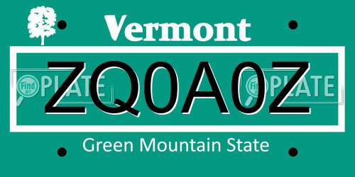 ZQ0A0Z Vermont License Plate