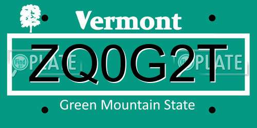 ZQ0G2T Vermont License Plate