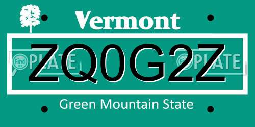 ZQ0G2Z Vermont License Plate