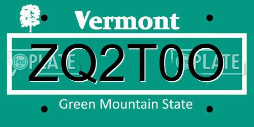 ZQ2T0O Vermont License Plate