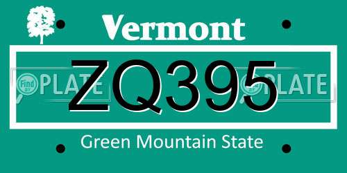 ZQ395 Vermont License Plate