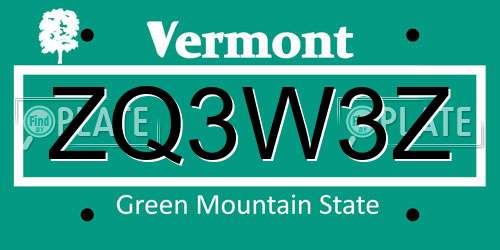ZQ3W3Z Vermont License Plate