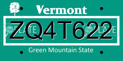 ZQ4T622 Vermont License Plate