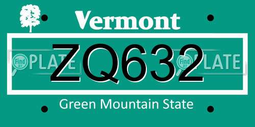 ZQ632 Vermont License Plate