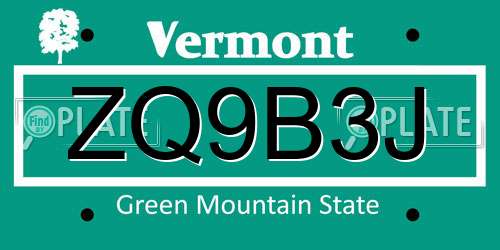 ZQ9B3J Vermont License Plate