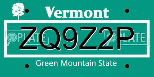 ZQ9Z2P Vermont License Plate
