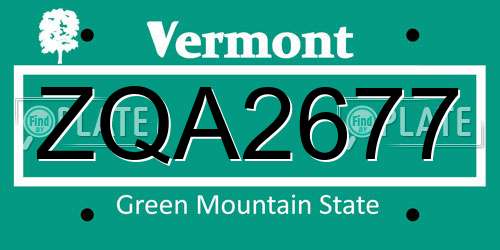 ZQA2677 Vermont License Plate