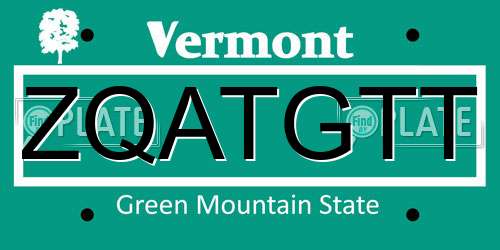 ZQATGTT Vermont License Plate