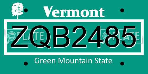 ZQB2485 Vermont License Plate