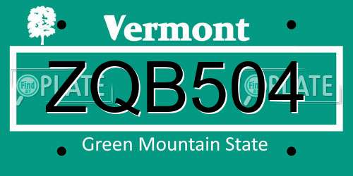 ZQB504 Vermont License Plate