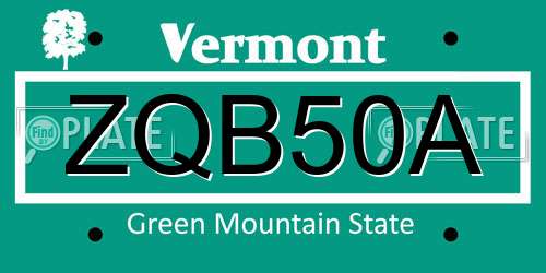 ZQB50A Vermont License Plate