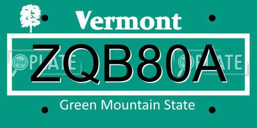 ZQB80A Vermont License Plate