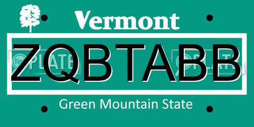 ZQBTABB Vermont License Plate