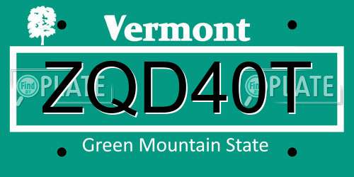 ZQD40T Vermont License Plate