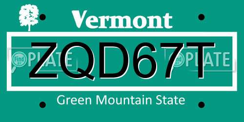 ZQD67T Vermont License Plate