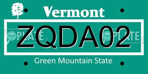 ZQDA02 Vermont License Plate