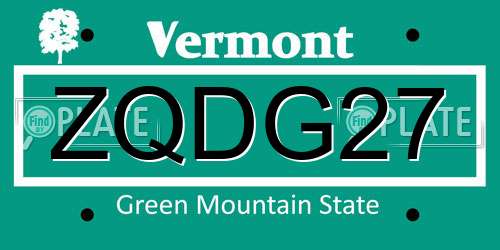 ZQDG27 Vermont License Plate