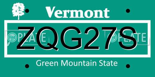 ZQG27S Vermont License Plate